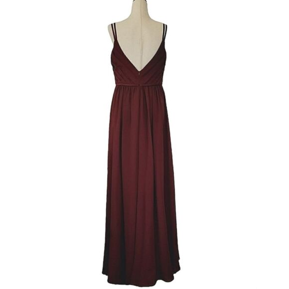 Sorrela Vita Wine V-neck Pleated Double Strap Chiffon Special Occasion Dress 12 - Picture 3 of 8